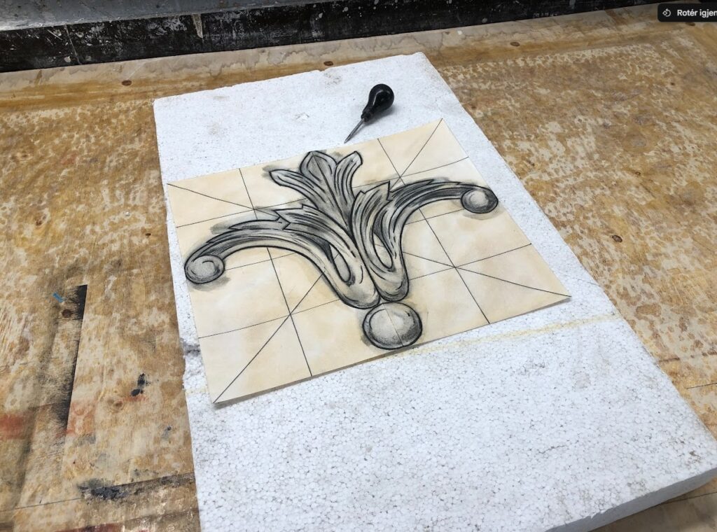 En tegning skal gjennomhulles langs konturene for å lage en punsetegning.